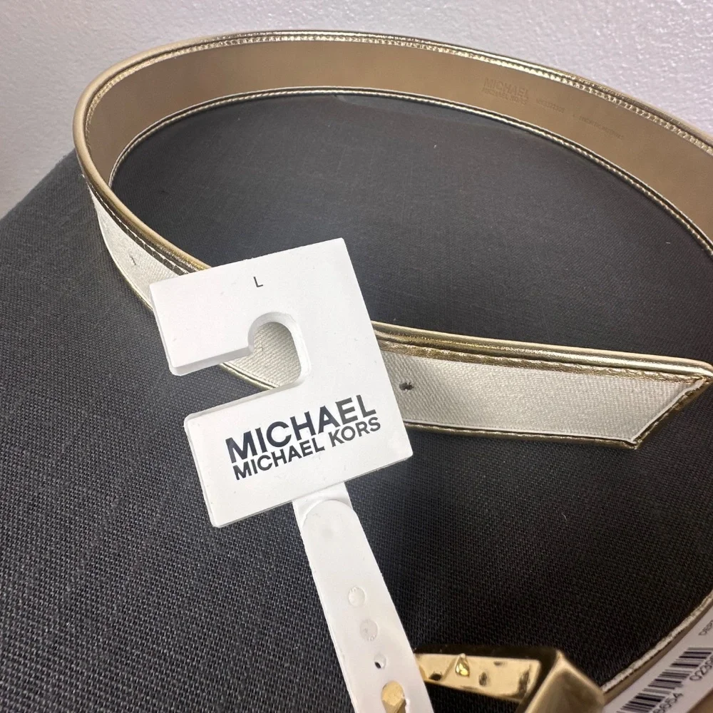 Michael Kors White and Gold Women’s Belt. Sz L.